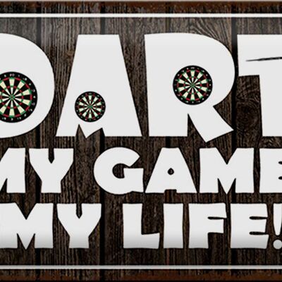 Targa in metallo con scritta 30x20 cm DART my Game my life