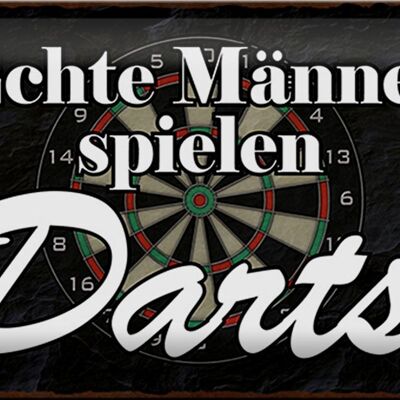 Blechschild Spruch 30x20cm echte Männer spielen Darts