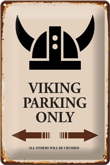 Panneau en étain indiquant 20x30cm Viking Parking uniquement tous les autres 1