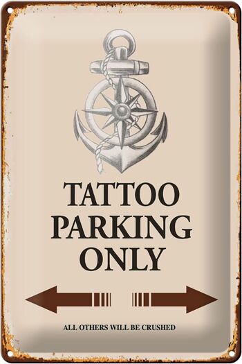 Panneau en étain indiquant 20x30cm Tattoo Parking uniquement tous les autres 1