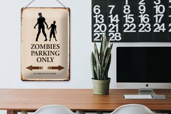 Panneau en étain indiquant 20x30cm Zombies Parking uniquement tous les autres 3