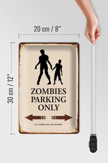Panneau en étain indiquant 20x30cm Zombies Parking uniquement tous les autres 4