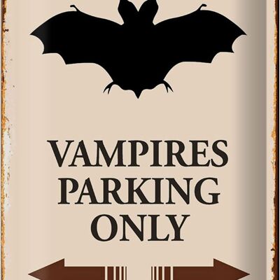 Cartel de chapa que dice 20x30cm Vampiros Estacionamiento solo todos los demás