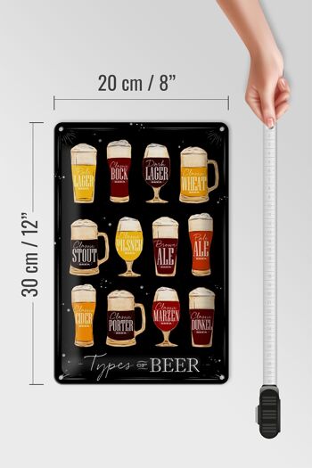 Panneau en étain indiquant 20x30cm Types de bière variété de bière 4