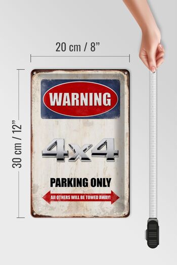 Panneau en étain indiquant 20x30cm Attention Parking 4x4 uniquement 4