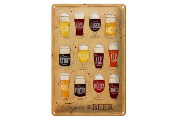 Panneau en étain indiquant 20x30cm Types de bière Variétés de bière 1