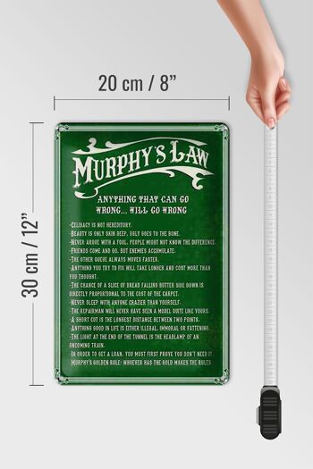 Panneau en étain indiquant la loi de Murphy, 20x30cm, tout ce qui peut 4