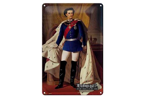 Blechschild Portrait 20x30cm Ludwig II König 1845 Bayern