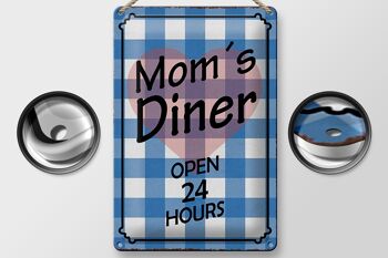 Panneau en étain disant 20x30cm Mom's Diner ouvert 24 heures sur 24 2