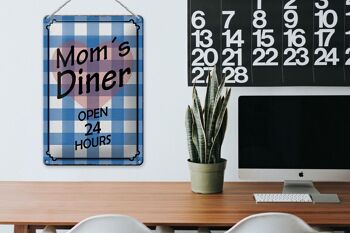 Panneau en étain disant 20x30cm Mom's Diner ouvert 24 heures sur 24 3