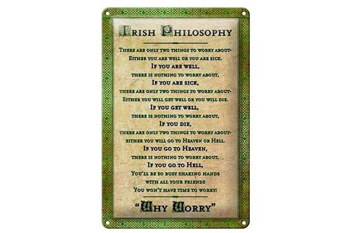 Blechschild Spruch 20x30cm Irish Philosophy there are only