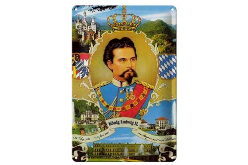 Blechschild Portrait 20x30cm Ludwig II König Bayern King
