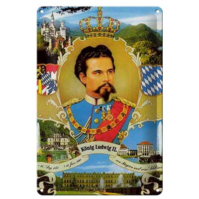 Tin sign portrait 20x30cm Ludwig II King Bavaria