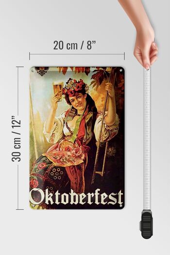 Plaque en tôle Pin Up 20x30cm Femme Oktoberfest avec de la bière 4