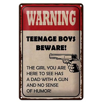 Blechschild Spruch 20x30cm warning teenage boys beware