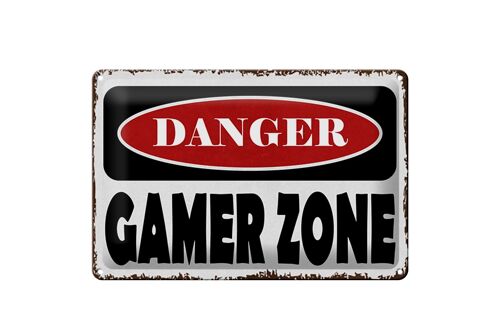 Blechschild Spruch 30x20cm danger Gamer Zone