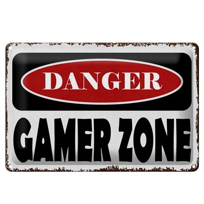 Targa in metallo con scritta "zona pericolosa per i giocatori" 30x20 cm