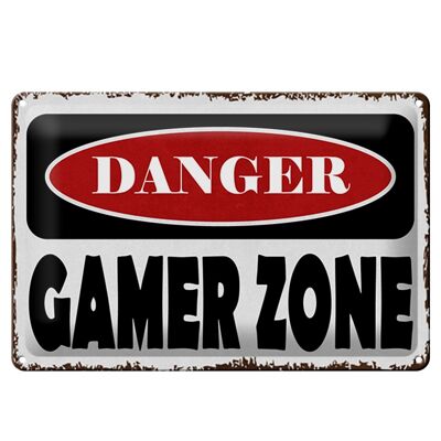 Blechschild Spruch 30x20cm danger Gamer Zone