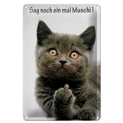 Blechschild Spruch 20x30cm Katze sag noch ein mal Muschi