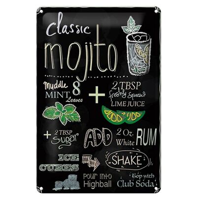 Blechschild Rezept 20x30cm classic mojito white Rum Soda