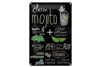 Plaque en tôle recette 20x30cm classique mojito rhum blanc soda 1