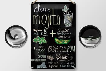 Plaque en tôle recette 20x30cm classique mojito rhum blanc soda 2