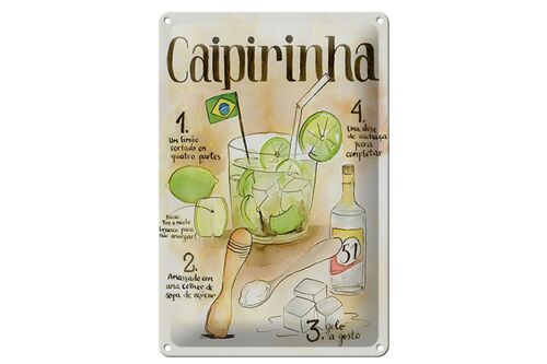 Blechschild Rezept 20x30cm Caipirinha limao dose de cachaca