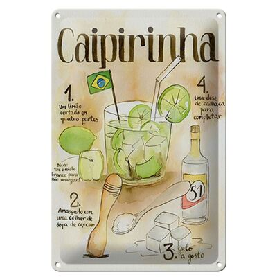 Targa in metallo ricetta 20x30 cm Caipirinha limao dose de cachaca