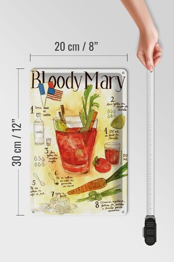 Plaque en tôle recette 20x30cm Bloody Mary Vodka Limao tomate 4