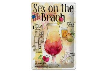 Plaque en tôle recette 20x30cm Sex on the Beach Licor Vodka 1