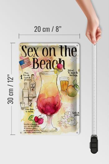 Plaque en tôle recette 20x30cm Sex on the Beach Licor Vodka 4