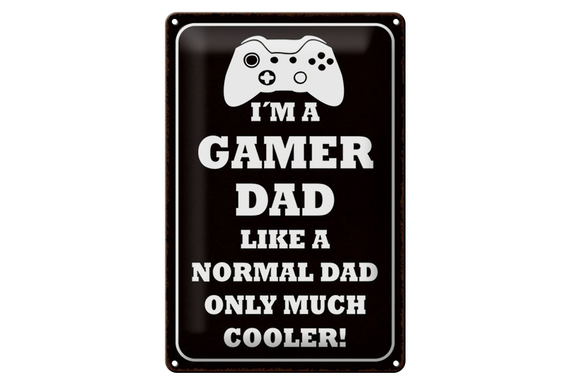 Targa in metallo con scritta 20x30 cm Sono un papà giocatore come un papà normale