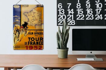 Plaque en tôle disant 20x30cm le film vélo Tour France 1952 3