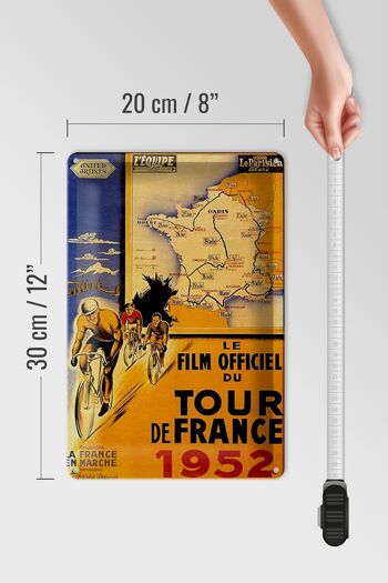 Plaque en tôle disant 20x30cm le film vélo Tour France 1952 4