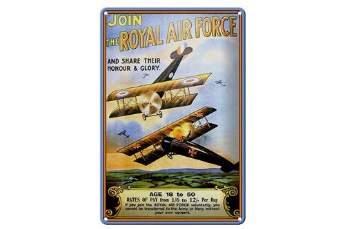 Blechschild Spruch 20x30cm Flugzeug Royal air force Age 18