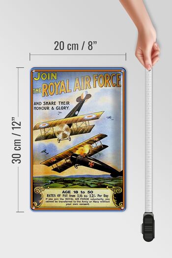 Panneau en étain disant 20x30cm avion Royal Air Force Age 18 4