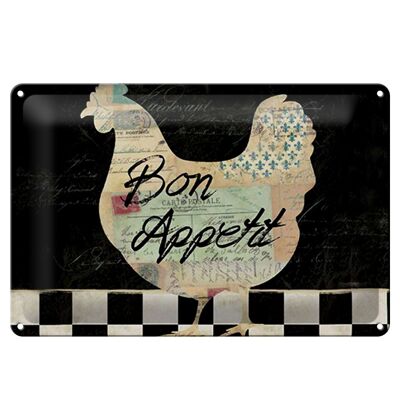 Tin sign saying 30x20cm chicken chickens bon appetit eggs