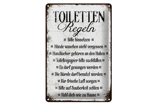 Blechschild Spruch 20x30cm Toiletten Regel bitte hinsetzen