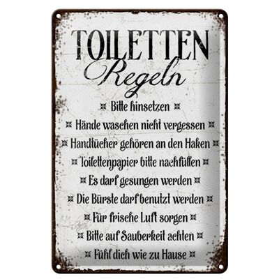 Blechschild Spruch 20x30cm Toiletten Regel bitte hinsetzen