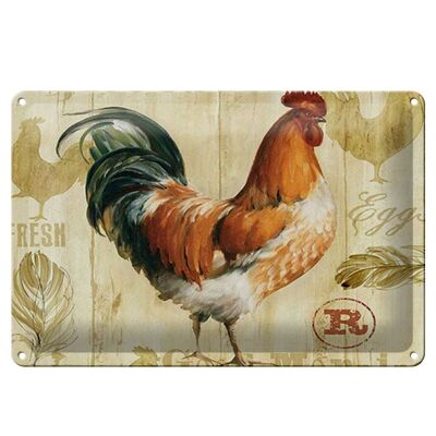 Letrero de chapa que dice 30x20cm pollo gallina huevos huevos frescos