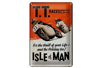Panneau en étain indiquant 20x30cm Motorcycle TT Races Isle of Man 1