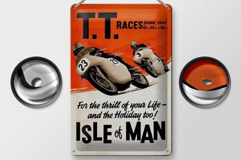 Panneau en étain indiquant 20x30cm Motorcycle TT Races Isle of Man 2