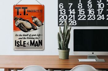 Panneau en étain indiquant 20x30cm Motorcycle TT Races Isle of Man 3