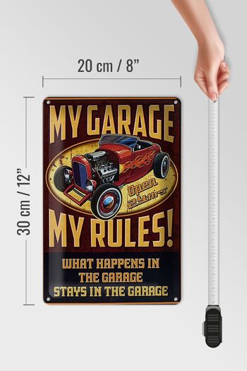 Panneau en étain disant 20x30cm mon garage ouvert 24h/24 mes règles 4