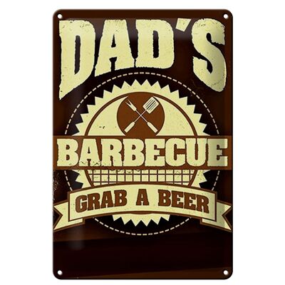 Targa in metallo con scritta 20x30 cm Il barbecue di papà, prendi una birra