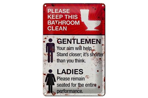 Blechschild Spruch 20x30cm Gentlemen Ladies WC Toilette