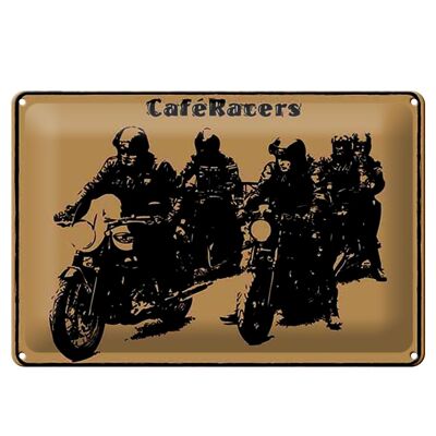 Targa in metallo con scritta "Moto Caqfe Racers" 30x20 cm