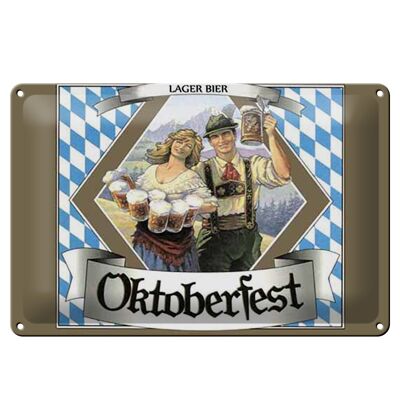 Cartel de chapa que dice 30x20cm Oktoberfest Lager Beer Bavaria