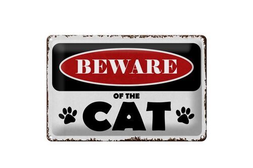 Blechschild Spruch 30x20cm beware of the CAT Vorsicht Katze