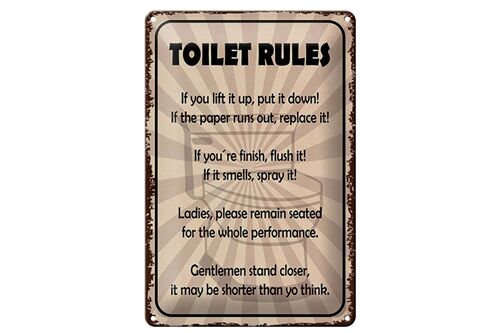 Blechschild Spruch 20x30cm toilet rules if you lift it up